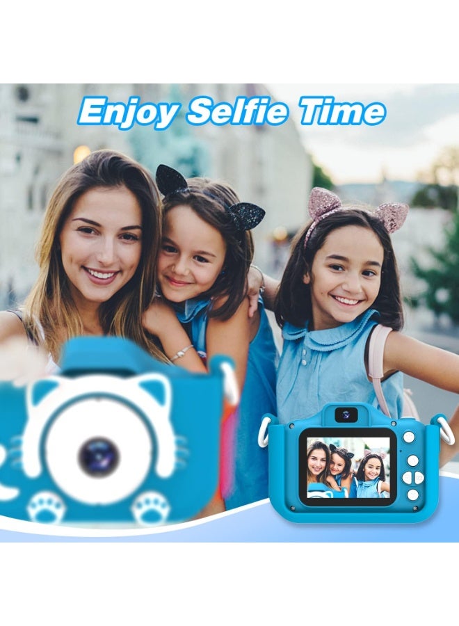 كاميرا ألعاب للأطفال من عمر 3 إلى 8 سنوات، كاميرا فيديو رقمية للأطفال مع غطاء سيليكون ناعم برسومات كرتونية، أفضل هدية للأطفال في أعياد الميلاد والكريسماس - تتضمن بطاقة ذاكرة SD سعة 32 جيجابايت - Image 2